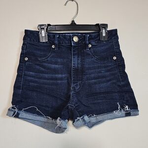 American Eagle Outfitters Blue Jean Shorts Distressed High-Waisted